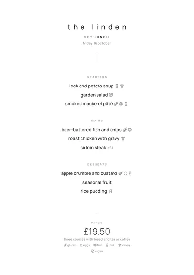 Sample daily menu in the Signature design