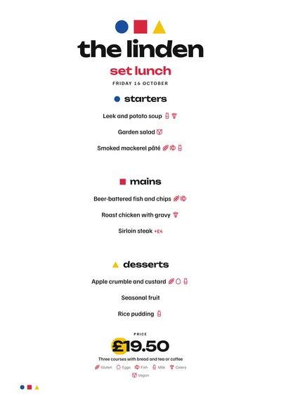 Sample daily menu in the Bauhaus design