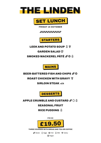 Sample daily menu in the Block design