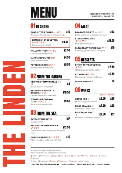 Sample menu in the Poster design
