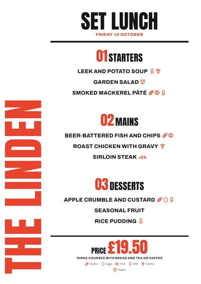 Sample daily menu in the Poster design