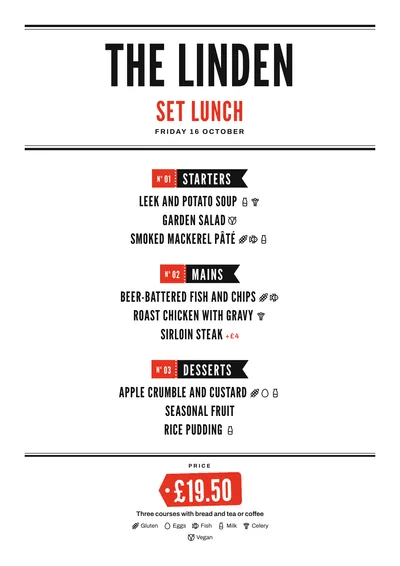 Sample daily menu in the Market design