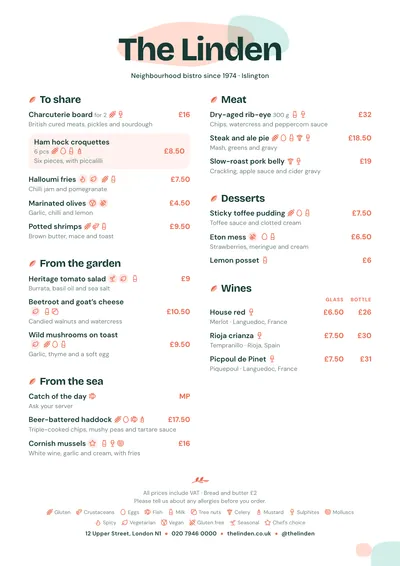 Sample menu in the Poké design