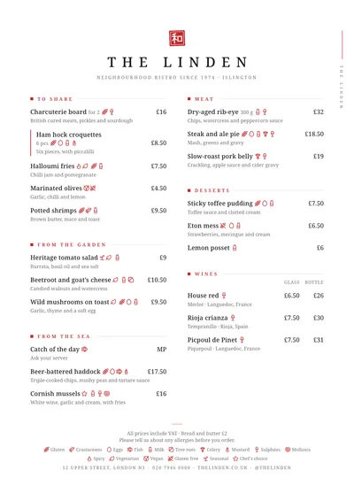 Sample menu in the Sumi design