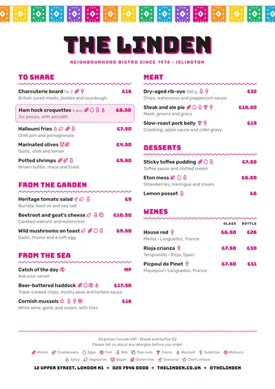 Sample menu in the Taquería design