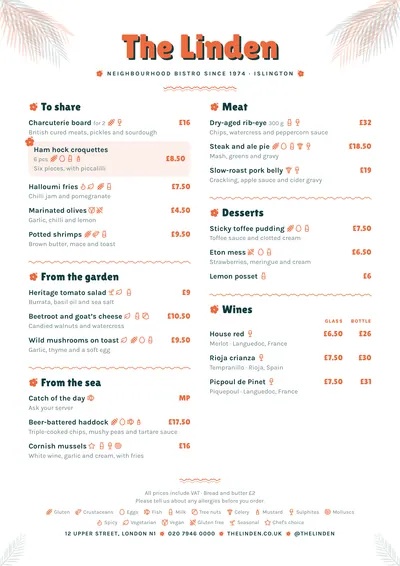 Sample menu in the Tiki design