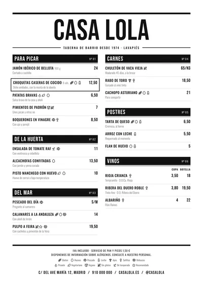 Carta de ejemplo con el estilo Barra
