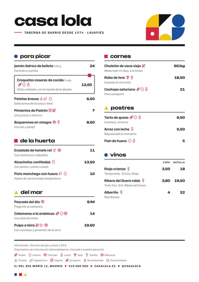 Carta de ejemplo con el estilo Bauhaus