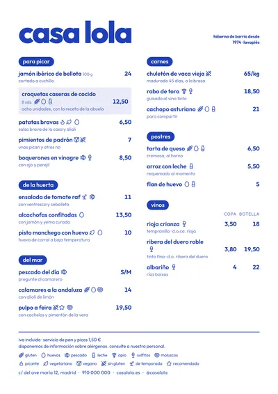 Carta de ejemplo con el estilo Riviera
