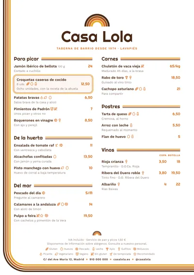 Carta de ejemplo con el estilo Setenta