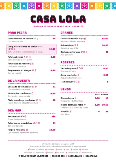 Carta de ejemplo con el estilo Taquería