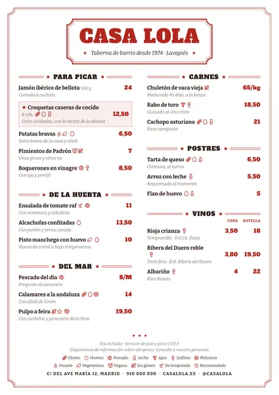 Carta de ejemplo con el estilo Vermut