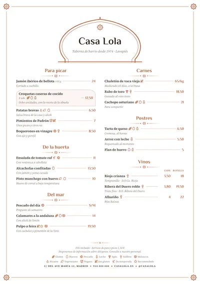 Carta de ejemplo con el estilo Zoco