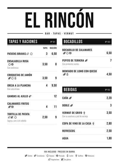 Plantilla de bar de tapas