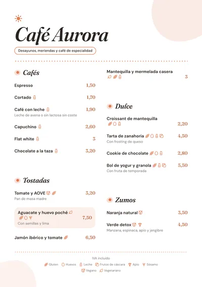 Plantilla de cafetería