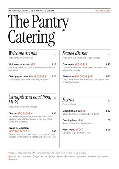 Catering menu template