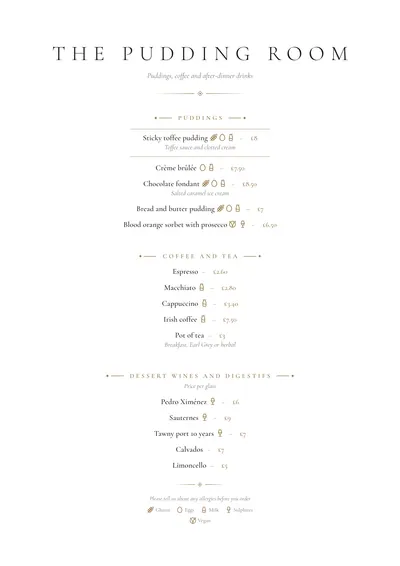 Dessert menu template