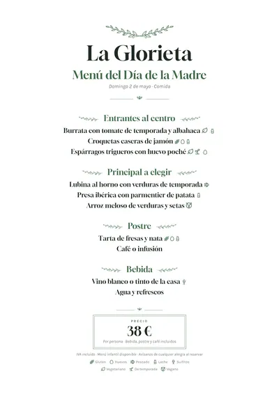 Plantilla de menú del día de la madre
