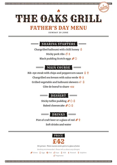 Father’s Day menu template