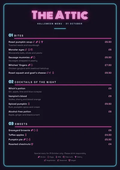Halloween menu template
