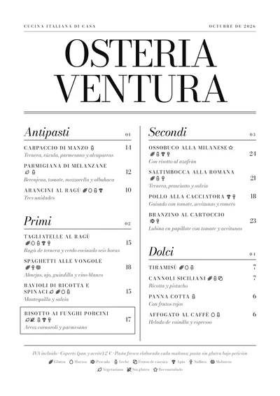 Plantilla de restaurante italiano