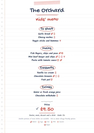Kids’ menu template
