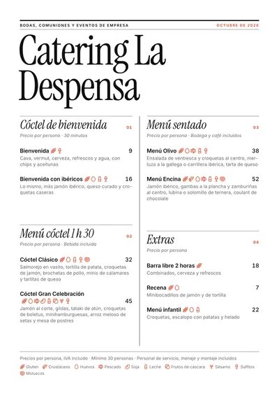 Plantilla de carta de catering