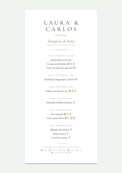 Plantilla de minuta de boda