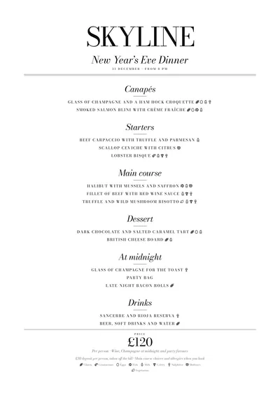 New Year’s Eve menu template