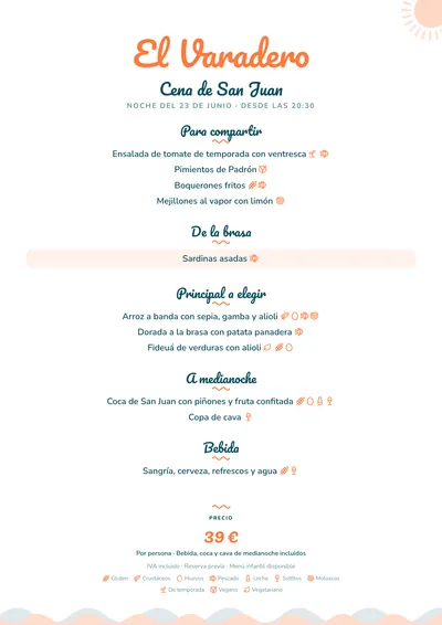 Plantilla de cena de san juan