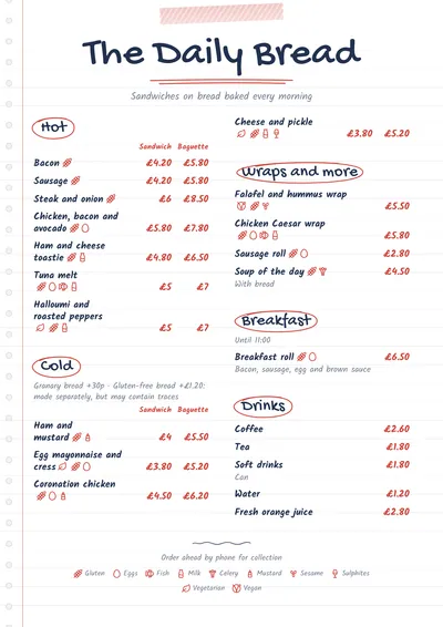 Sandwich shop template
