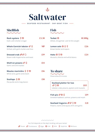 Seafood restaurant template