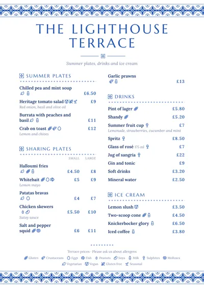 Summer terrace menu template