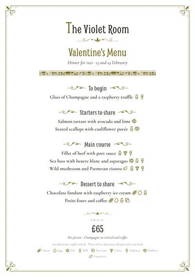 Valentine’s menu template